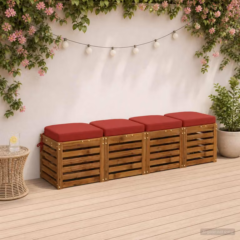 Set di 4 cuscini per sedile vidaXL SOEST in poliestere, colore rosso, design moderno con rivestimento rimovibile e lavabile
