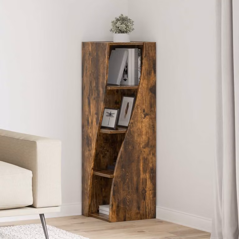 Mobile angolare vidaXL in legno ingegnerizzato Rovere fumé, L/P/H: 32 x 32 x 102 cm