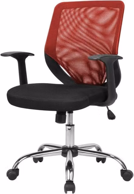 Sedia da ufficio Baradili, poltrona direzionale ergonomica con braccioli in rete, L: 60 cm, P: 54 cm, H: 90/98 cm, Nero e Rosso – 1