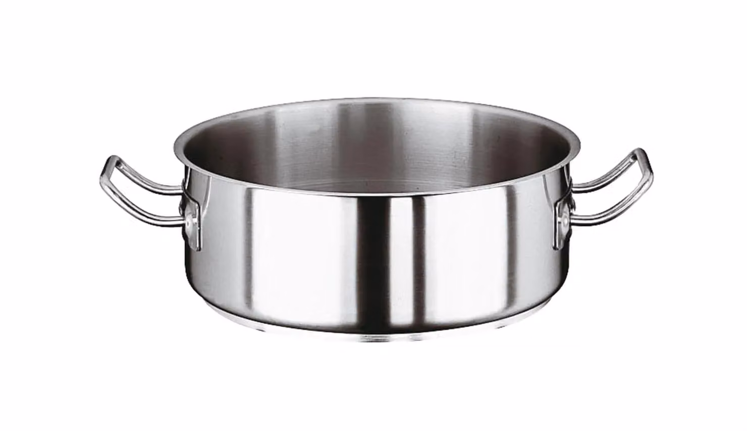 Casseruola Bassa Serie 2000 in acciaio inox con due maniglie per induzione, diam.45cm