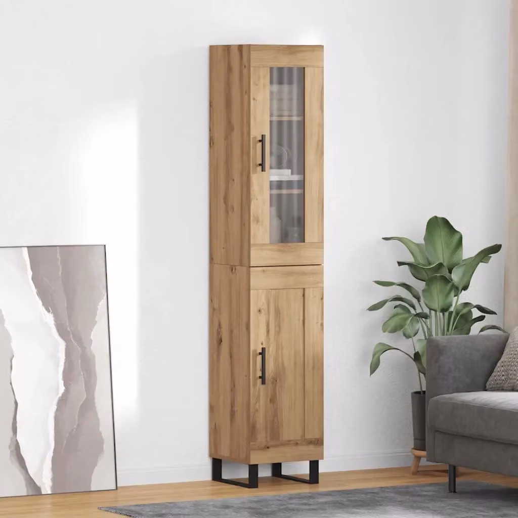 Credenza Buffet da pranzo in Rovere artigianale marrone, L: 34,5 cm, P: 34 cm, H: 180 cm – 2