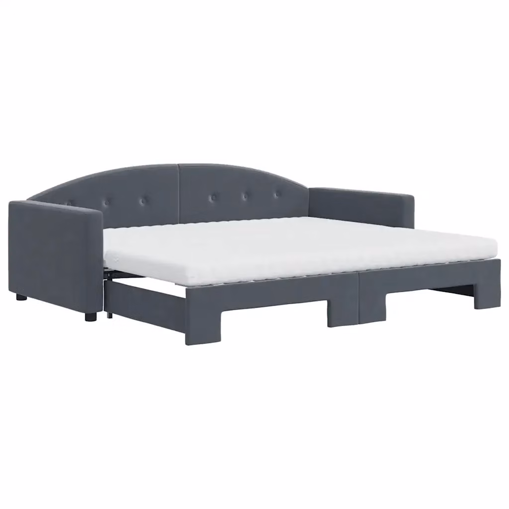Divano Letto Estraibile vidaXL in Velluto Grigio con Materasso 90x200 cm – 2