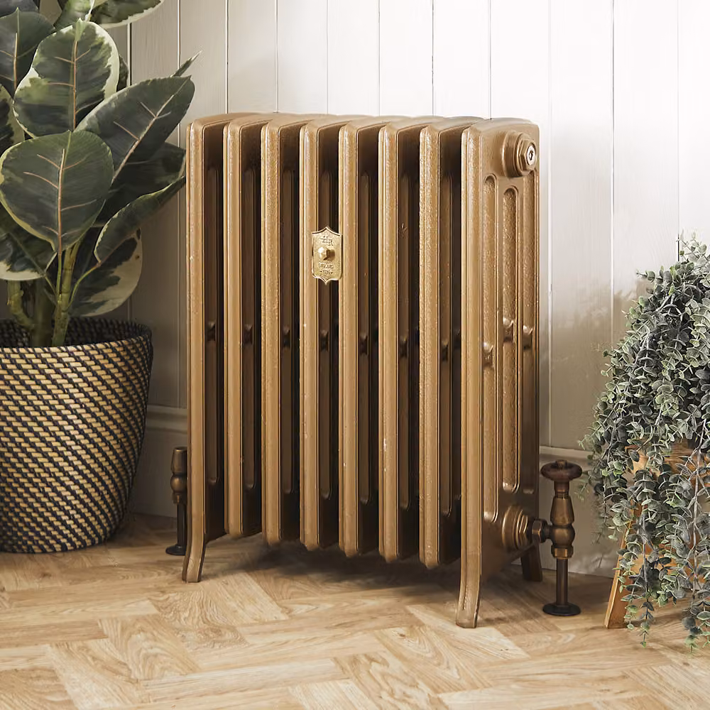 Radiatore in Ghisa - 4 Colonne - 660mm Altezza - Oro Bruciato - Scelta di Dimensioni - Isabel