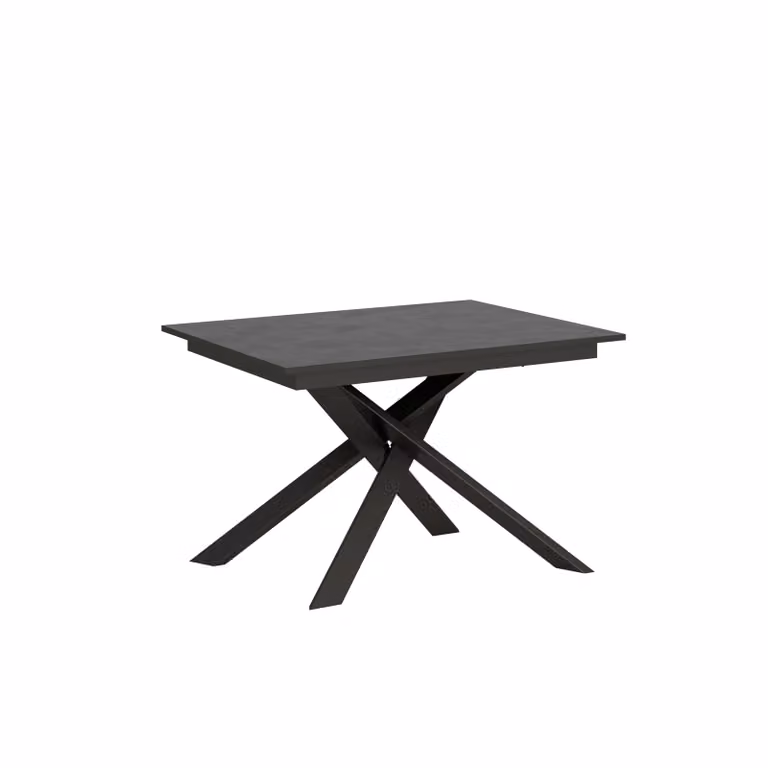 ITYHOME - Tavolo allungabile 120/180x80 cm Ganty antracite spatolato- bordo antracite telaio e gambe antracite