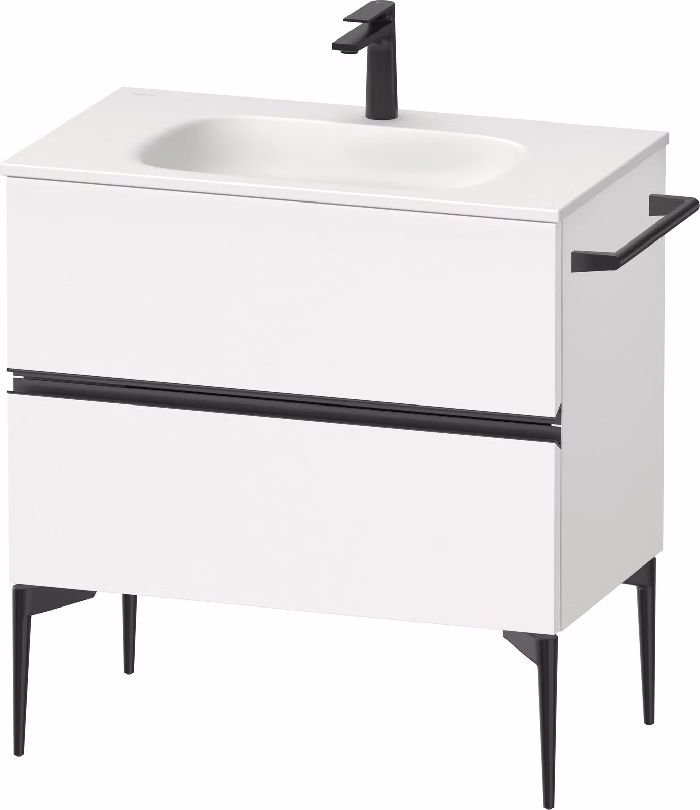 Duravit Sivida Meuble sous-lavabo, 2 tiroirs, poignée encastrée noir diamant mat, 810x477x592mm, pour Sivida, SV46510BD180000, SV46510BD180000