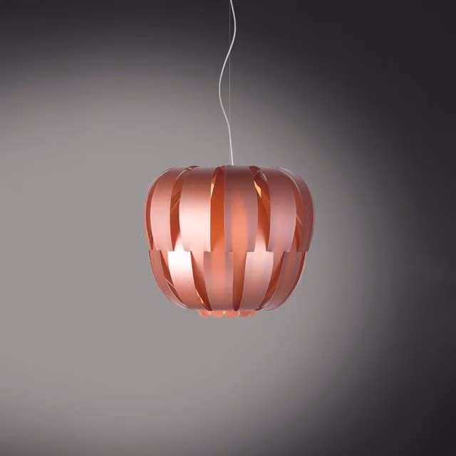 Lampada a sospensione moderna Queen Polilux Linea Zero colore pink con finiture in metallo cromo, diametro 42 cm, attacco E27
