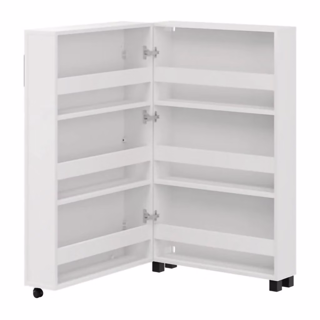 Scarpiera Porvoo DMORA con 6 ripiani e ante a battente, finitura bianco opaco, L: 68 cm, P: 33 cm, H: 113 cm – 2