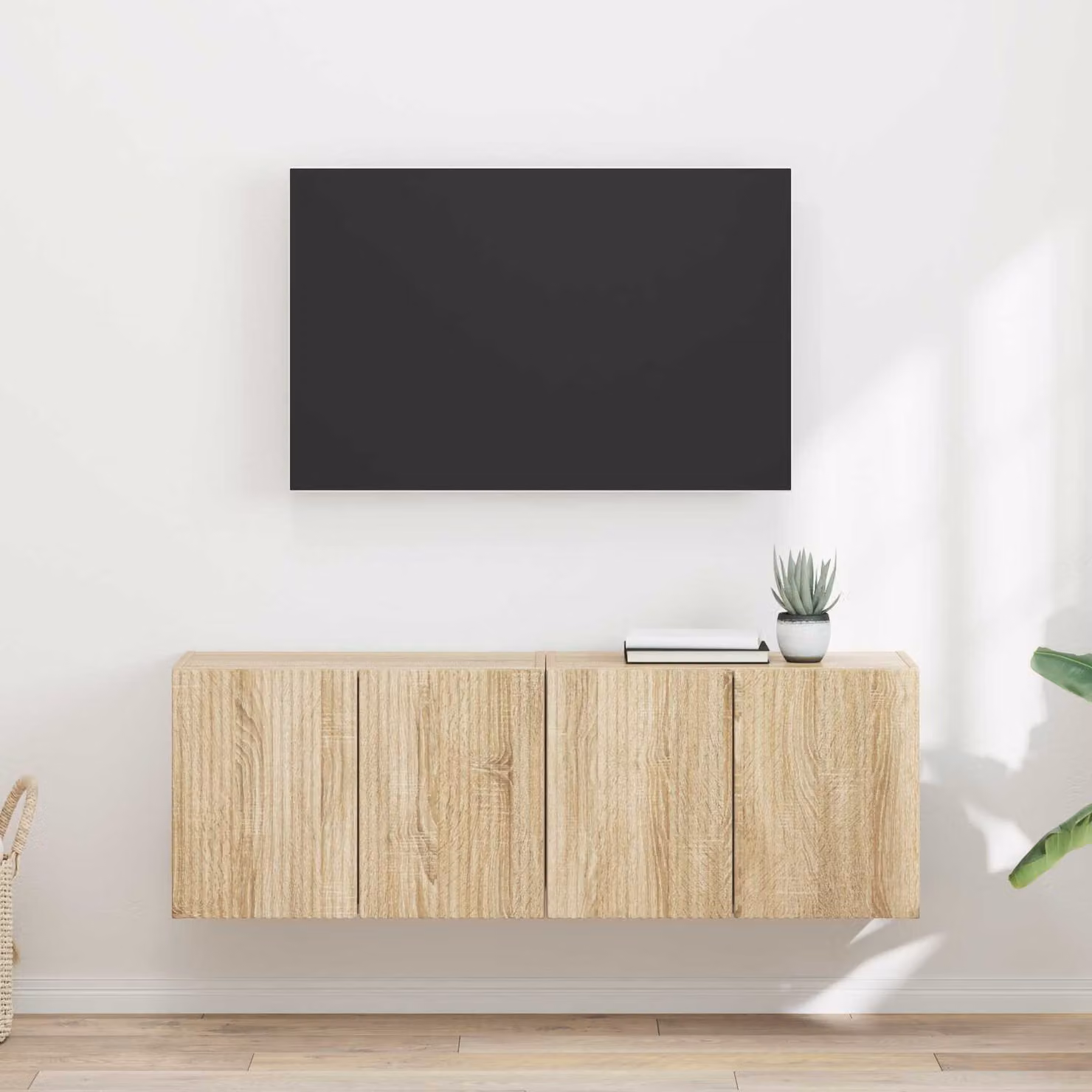 Set di 2 mobili TV da parete vidaXL in legno ingegnerizzato color rovere sonoma, design moderno per il tuo soggiorno