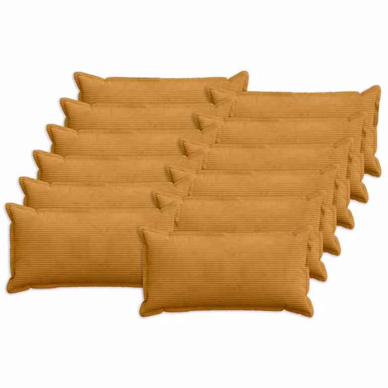 Set di 12 federe vidaXL HOUTEN in velluto a coste, colore giallo, L 80 x P 40 cm
