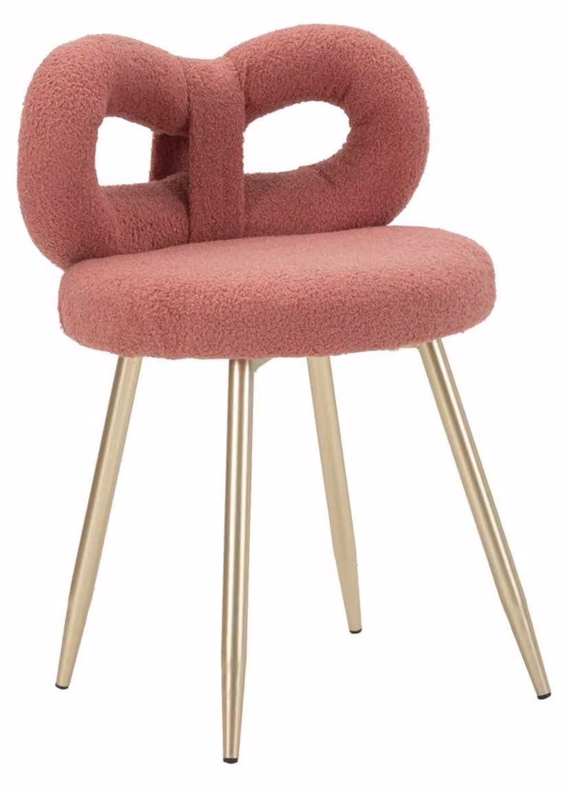Sedia Mini Ilary imbottita rosa e oro Ø40x67 cm, seduta h 46 cm