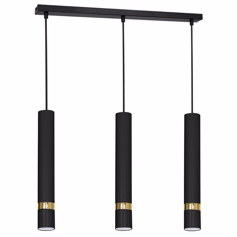 LUMINEX lampada a sospensione Reno nero/oro 3
