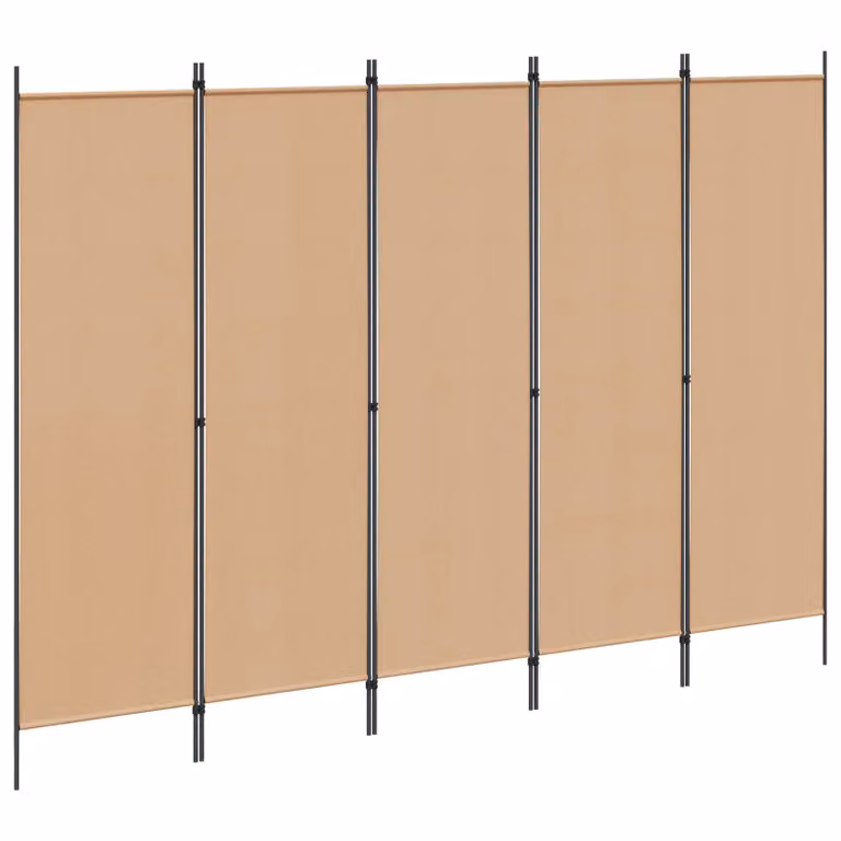 vidaXL Paravento a 5 Pannelli Beige in Tessuto L: 250 cm, H: 180 cm