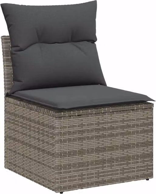 Set Divano da Giardino con cuscino 5 pz | Set Salotto da Giardino Grigio polyrattan