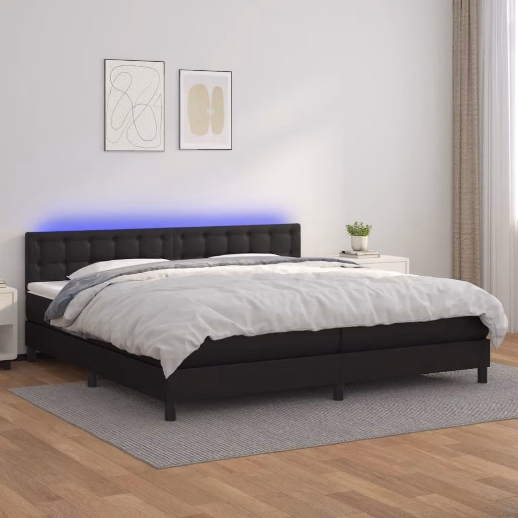 Maison Exclusive - Giroletto a Molle con Materasso e LED Nero 200x200cm Pelle finta