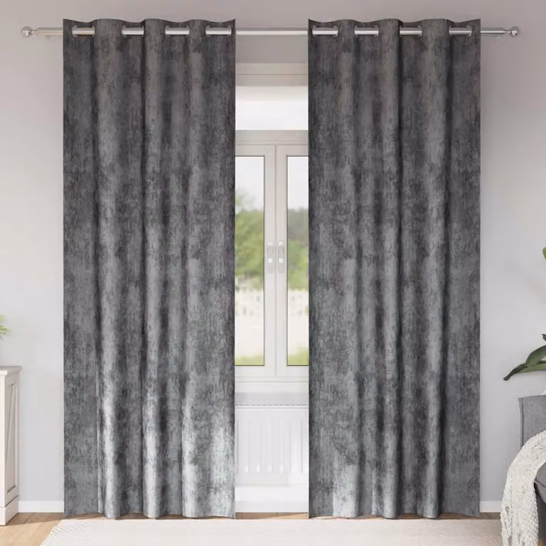 Set di 2 tende blackout in velluto vidaXL grigio, termoisolanti, H 245 x L 140 cm