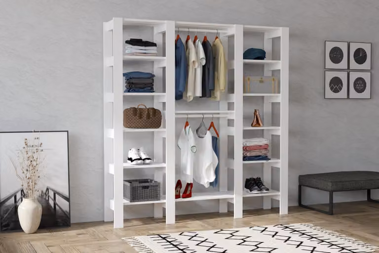 Skye Decor, City - White, armadio, bianco, 100% pannelli truciolari rivestiti in melamina, 161,4 x 33,6 x 180 cm