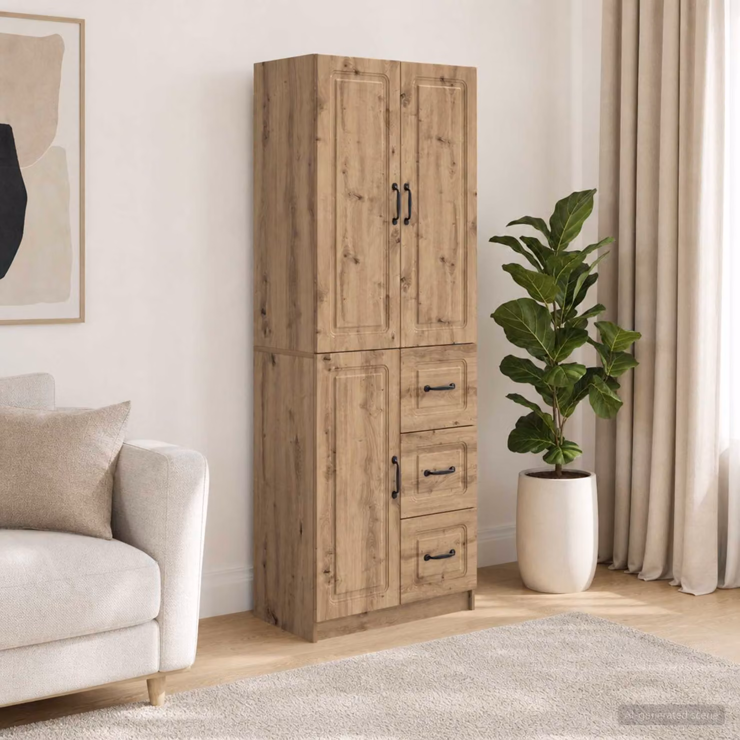 Set di 2 armadi moderni vidaXL in legno ingegnerizzato e MDF colore rovere marrone con ante a battente e ripiani interni L/P/H: 87.0 x 34.5 x 66.0 cm