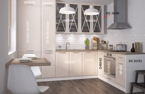 Mobile cucina a L TIVOLI cucina componibile 285x210cm frontali bianchi crema bianco opaco estensione parziale