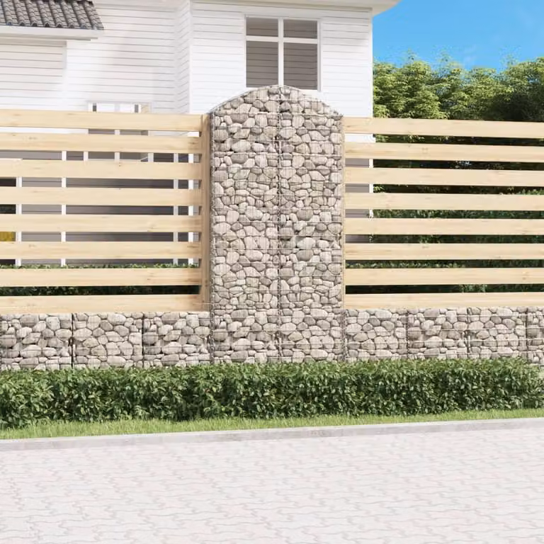 vidaXL Cesto Gabbione ad Arco in Acciaio Zincato Grigio L/P/H: 100 x 30 x 220/240 cm