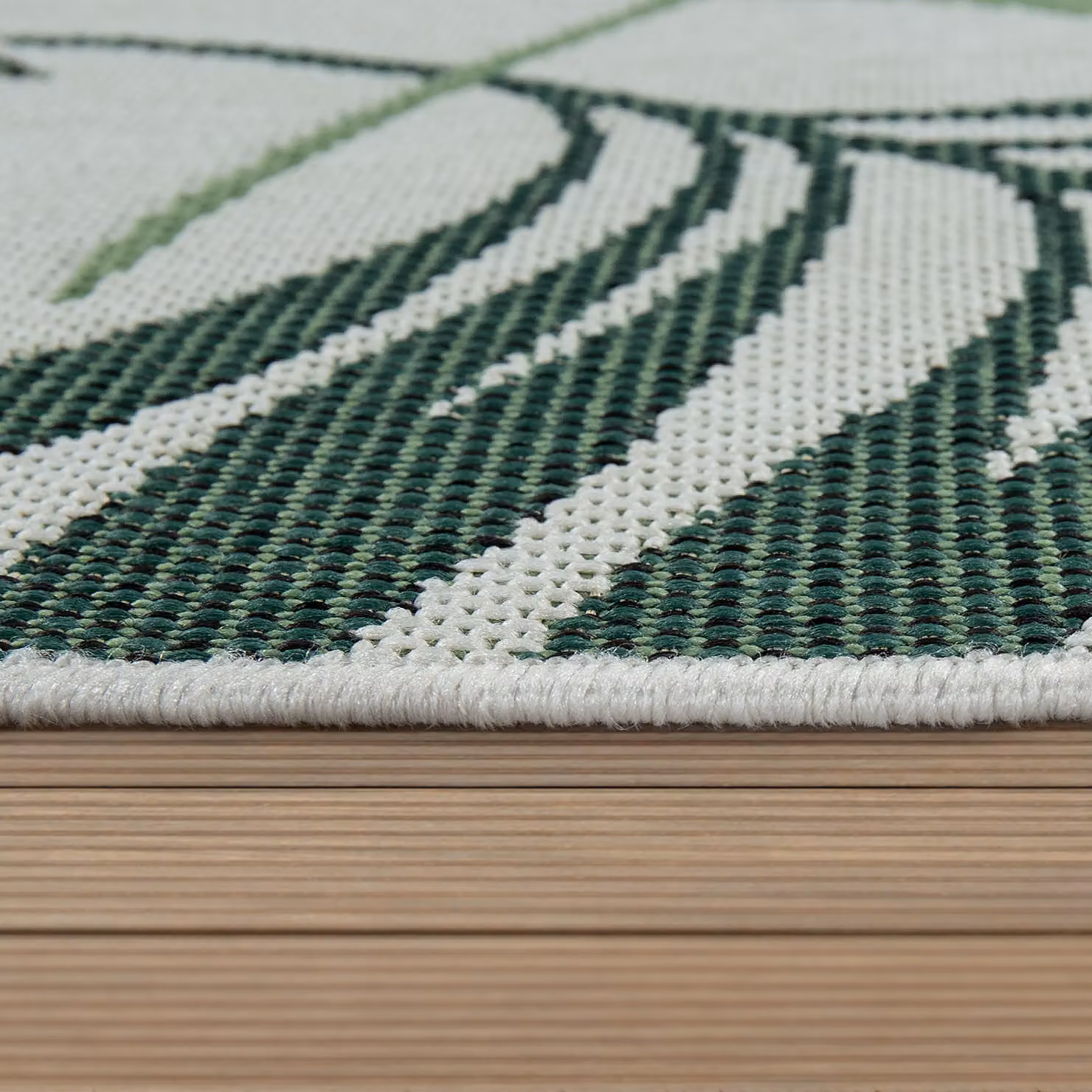 Tappeto rotondo Ostenza verde con motivo floreale per interni ed esterni, diametro: 200 cm – 2