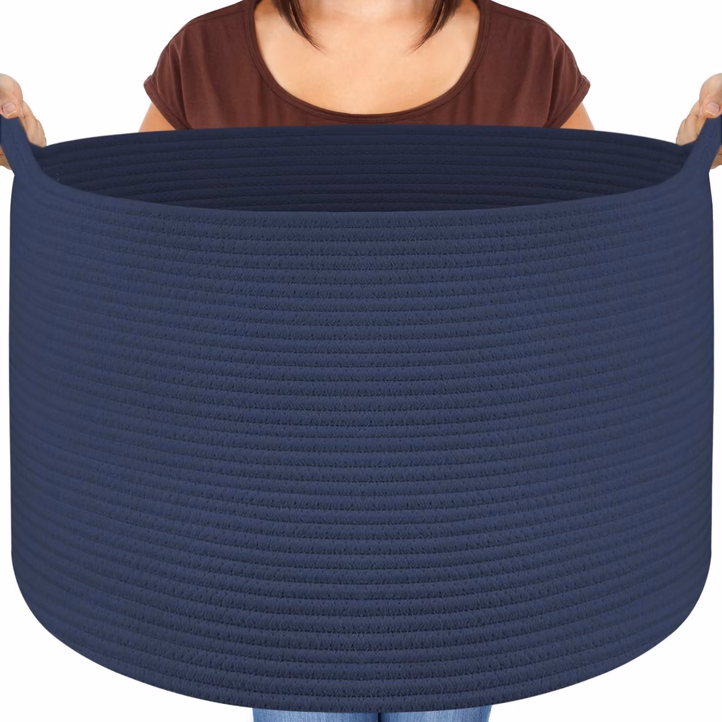 Borsa portaoggetti in cotone di grandi dimensioni, grigia, capacità 68 litri