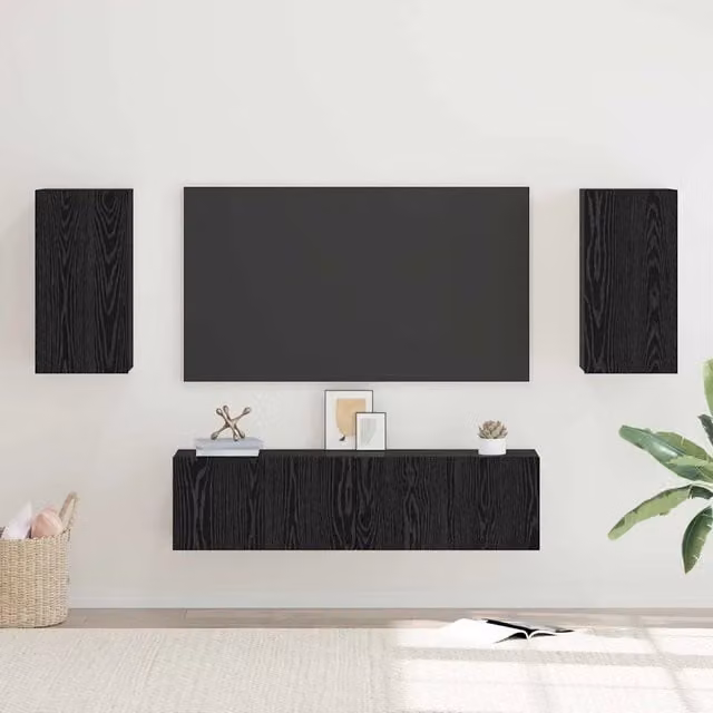 Set mobile TV Rovere Nero Legno ingegnerizzato 3393463