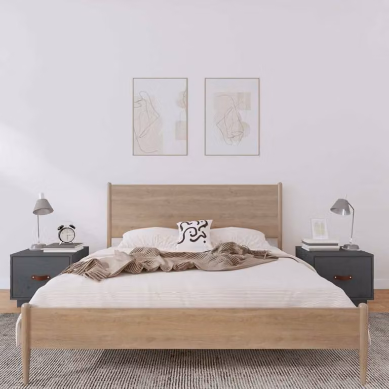 Set di 2 comodini vidaXL in legno massello di pino grigio, L 40 cm x P 34 cm x H 35 cm