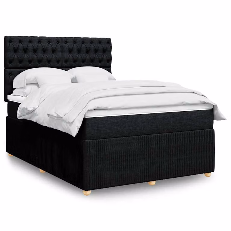 vidaXL Giroletto a Molle con Materasso Nero in Tessuto L: 140 cm, P: 190 cm