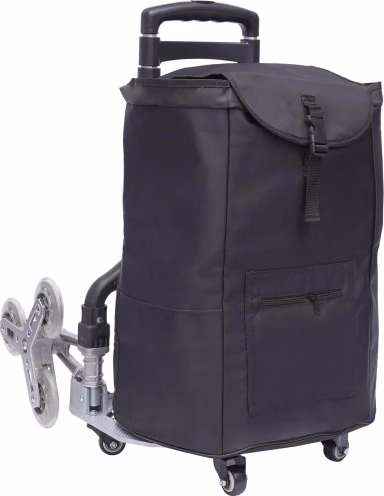 Carrello saliscale pieghevole - Carrello a sacco in alluminio - Per uso intensivo - Con borsa e ruote - Nero