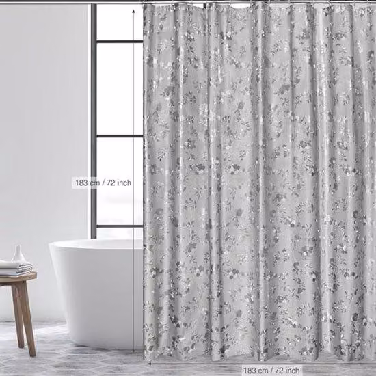 Tenda da bagno antimuffa, effetto 3D, colore rosso, 183 x 183 cm, magneti di fissaggio, 12 ganci in acciaio inossidabile