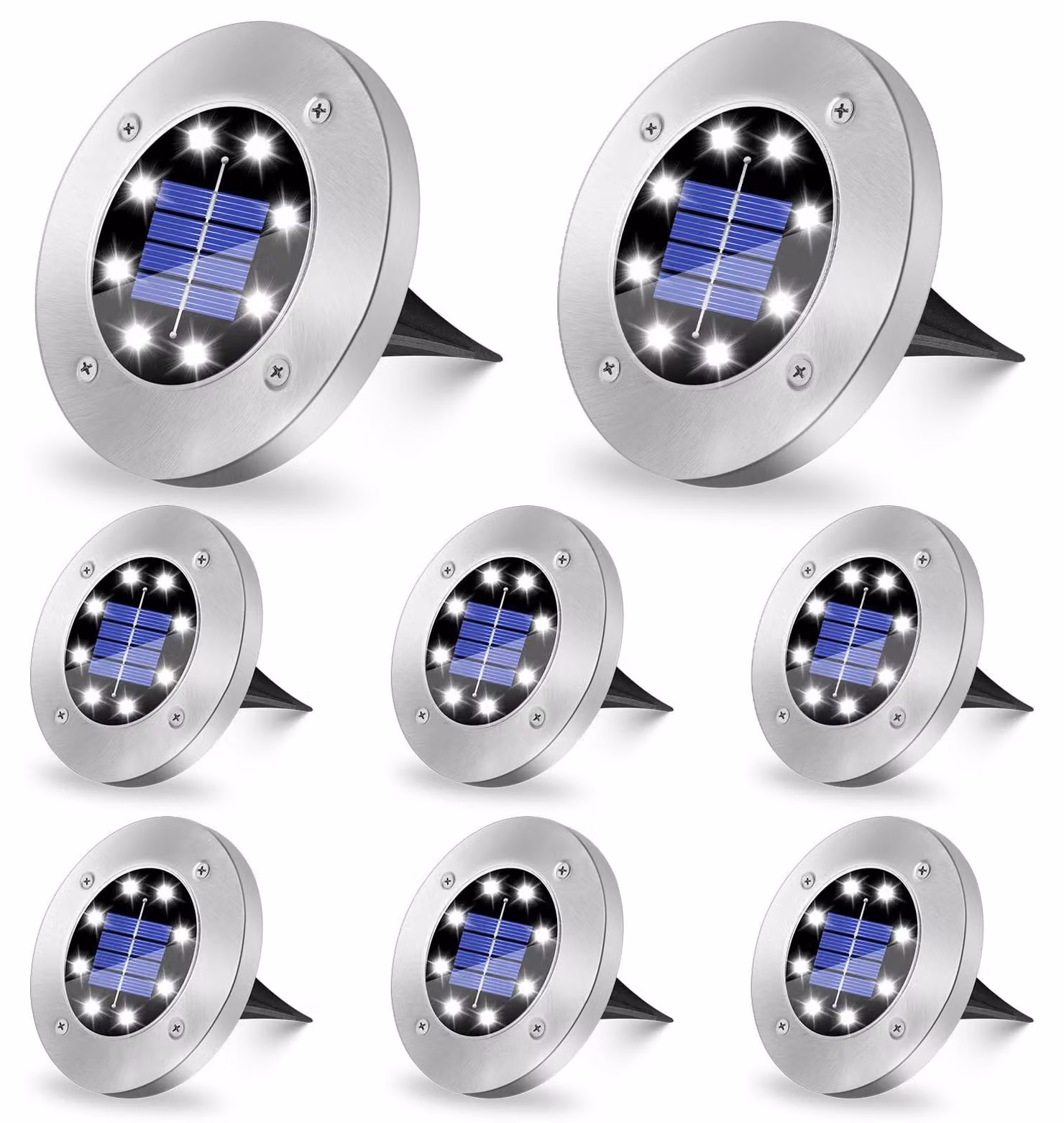 Lampade solari per esterni, luce bianca fredda, 8 LED, confezione da 8 pezzi