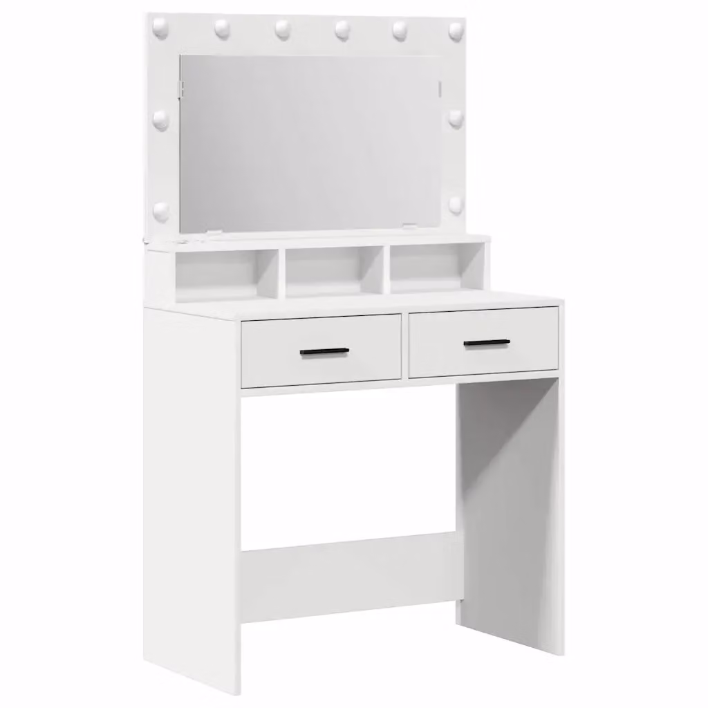 Tavolo da Trucco Moderno vidaXL Bianco in MDF Opaco L: 79 cm, P: 41 cm, H: 135 cm – 2