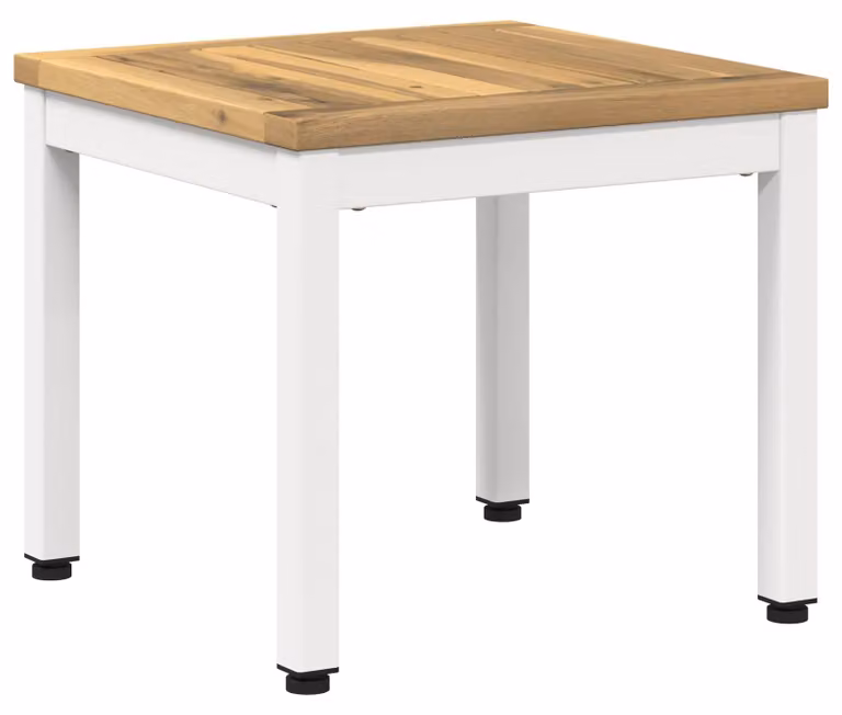 Tavolino da caffè bianco, dimensioni 40 x 40,5 x 36 cm, in legno massello di acacia