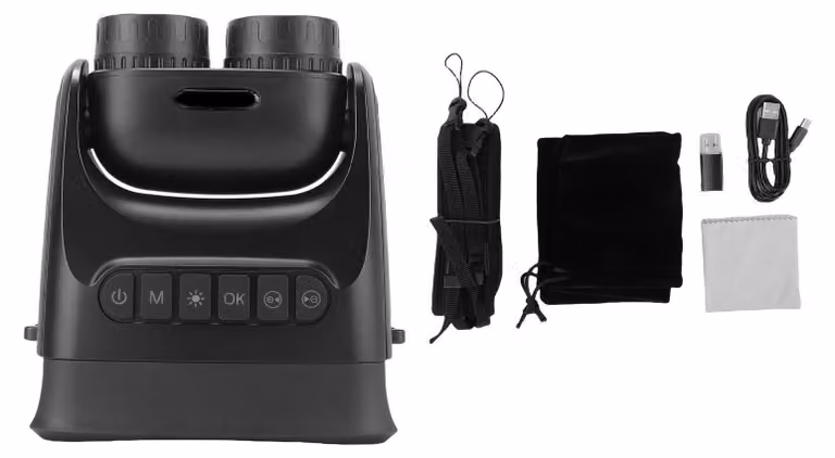 Binocolo digitale 4K con immagine 48M, registrazione video UHD, zoom 15x, obiettivo rotante a 180°, display da 4 pollici, ideale per l'osservazione degli uccelli e il campeggio. Nessuna scheda di memoria inclusa