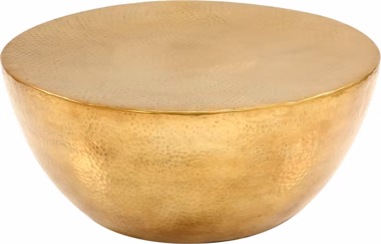 Tavolino da Salotto in Alluminio Martellato 70x30 cm Ottone