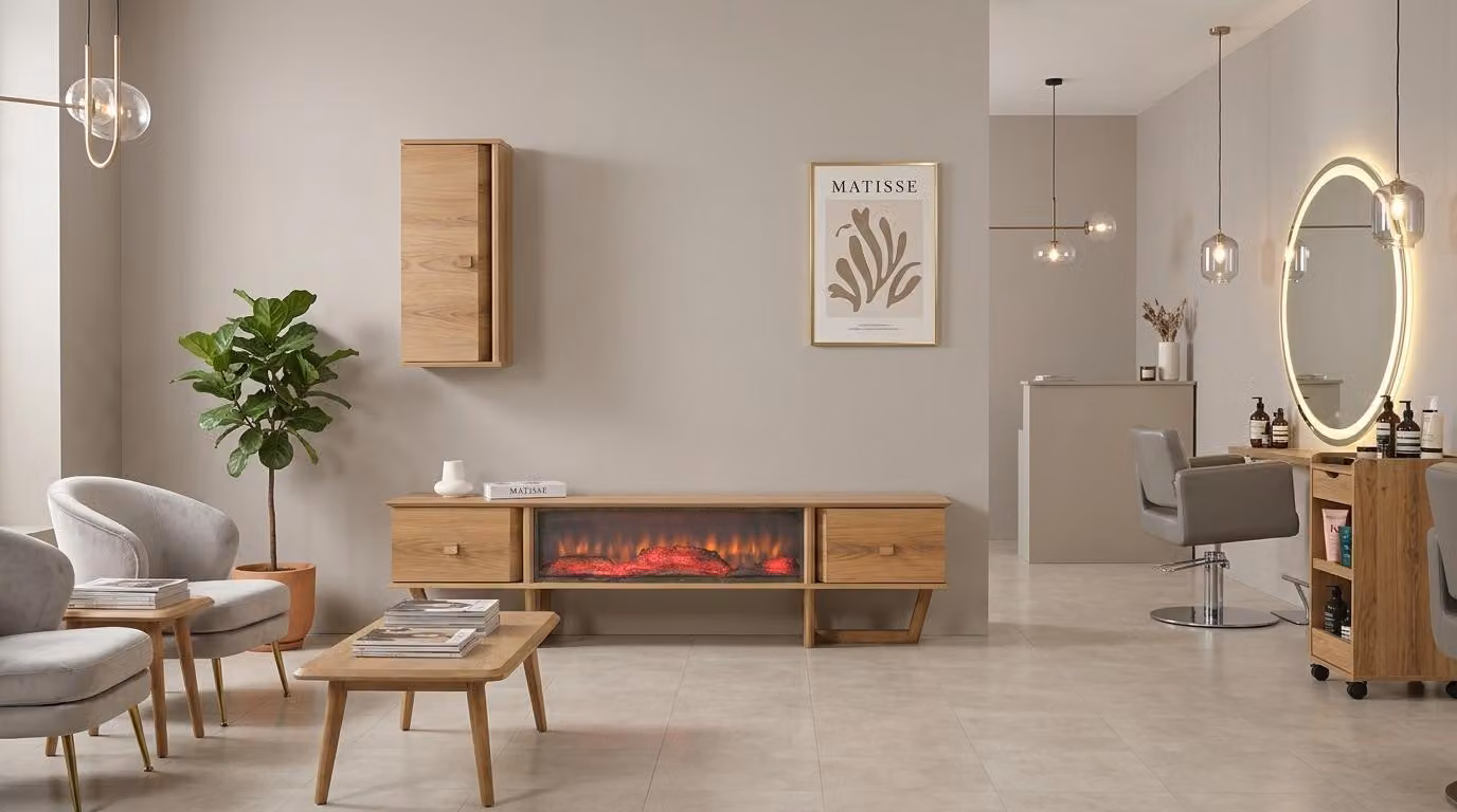 Mobile TV a camino decorativo, stile moderno, colore marrone, nuovo, pratico
