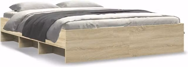 Letto matrimoniale | Letto per adulti | Giroletto senza Materasso Rovere Sonoma 160x200cm in Truciolato