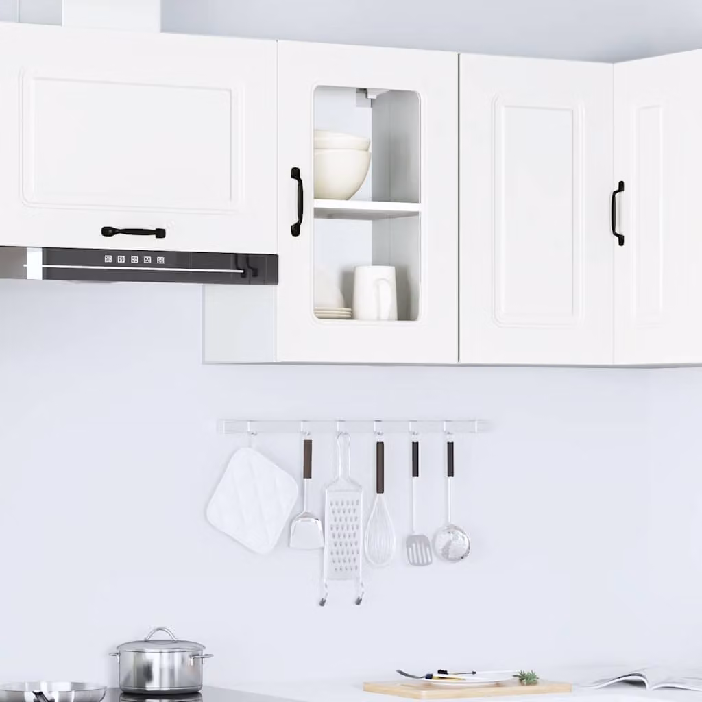 Pensile da cucina moderno vidaXL Kalmar bianco con ante in vetro e ripiani interni L: 60,0 cm, H: 31,0 cm, P: 40,0 cm