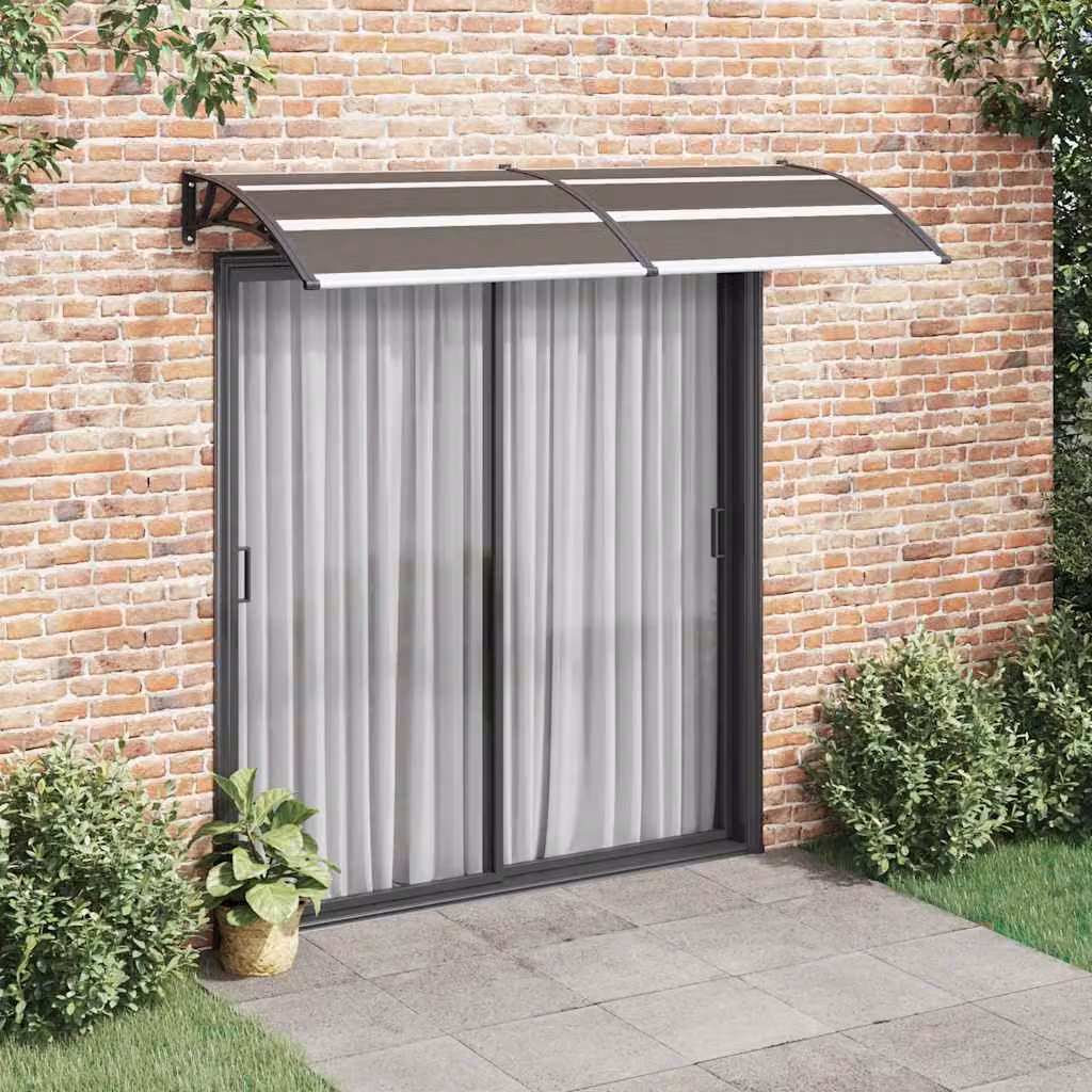 Pensilina per porta vidaXL in policarbonato e alluminio, colore nero, L: 240 cm x P: 100 cm