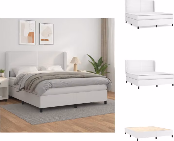 vidaXL Letto a molle con materasso bianco 180x200 cm in Pelle finta - Letti & strutture letto