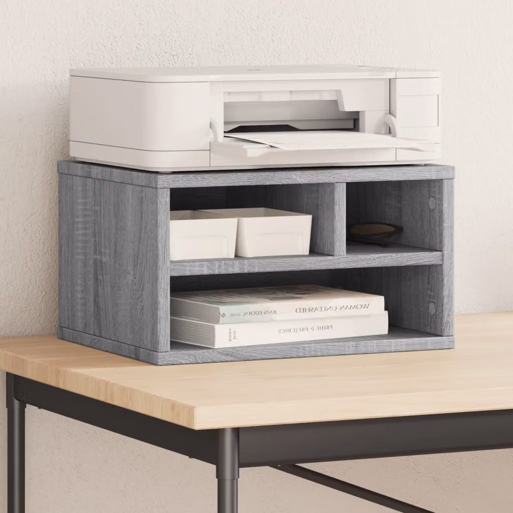 Supporto Stampante vidaXL Grigio Sonoma in Legno Multistrato e MDF L: 40 cm, P: 32 cm, H: 22,5 cm