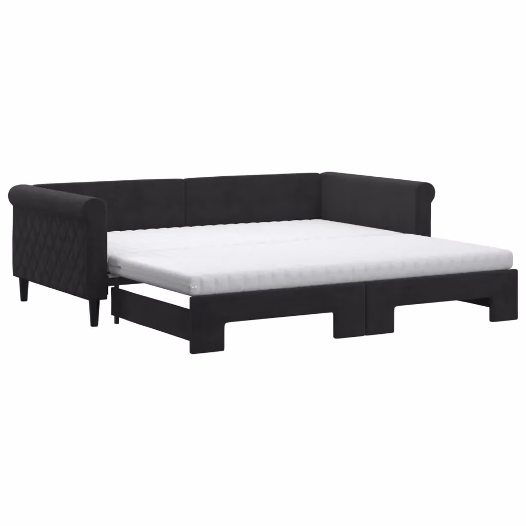 Divano Letto Estraibile Moderno vidaXL in Velluto Nero L: 229 cm, P: 110 cm, H: 68 cm – 2