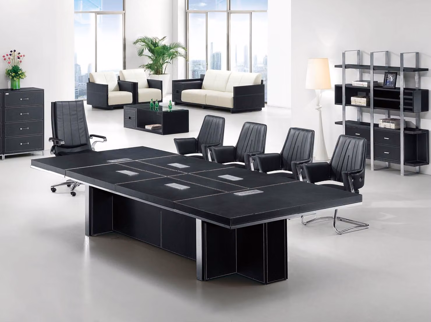 Leder Chesterfield-Sofa modern in Schwarz
