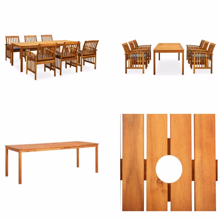 vidaXL set da pranzo da giardino 7 pezzi con cuscini in legno massiccio di acacia - Set da pranzo da giardino - Set da pranzo da giardino - Set da giardino - Set da giardino