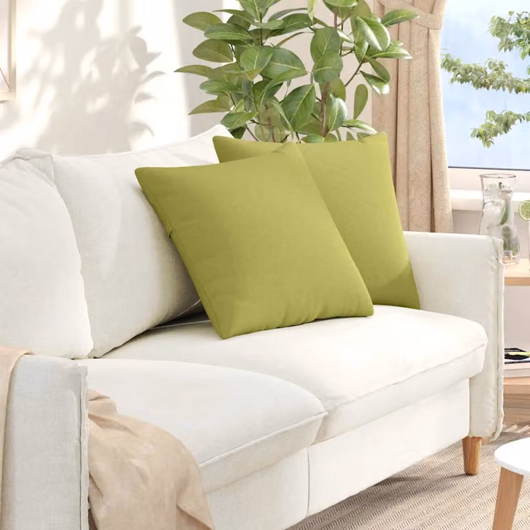 Set di 2 cuscini da divano quadrati vidaXL in tessuto verde, L 50 cm x P 50 cm x H 50 cm