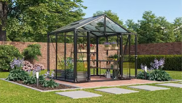 Serra Vitavia Zeus Comfort 6200 vetro e policarbonato 258 x 242 cm nero incl. telaio a pavimento