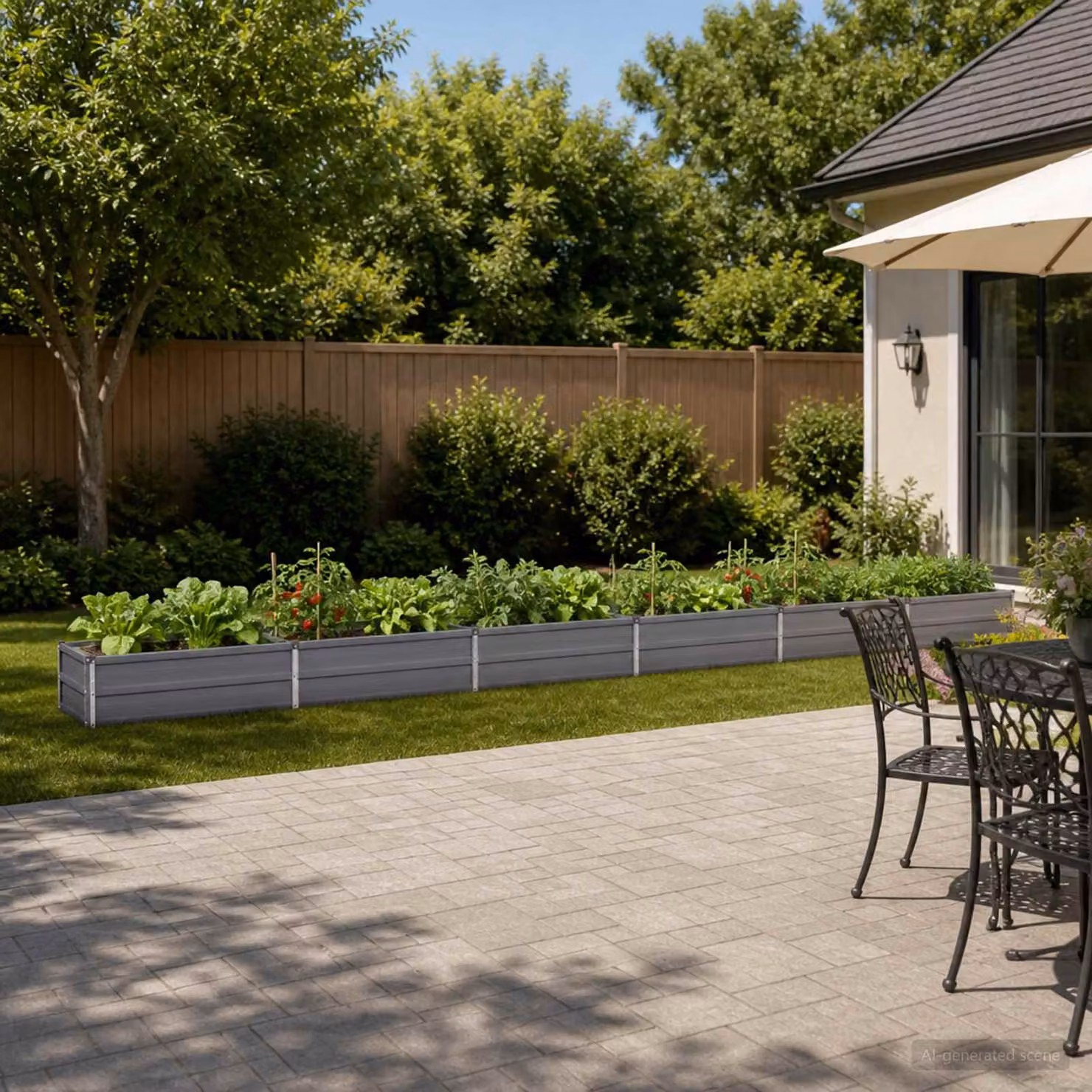Letto rialzato da giardino vidaXL in metallo Grigio L: 480 cm, P: 40 cm, H: 24 cm