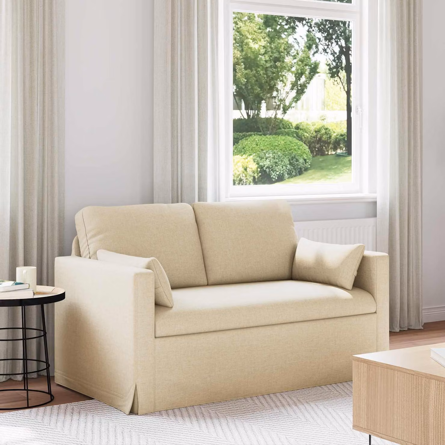 vidaXL Divano Beige in Tessuto con Struttura in Metallo L: 139 cm, P: 78 cm, H: 80 cm