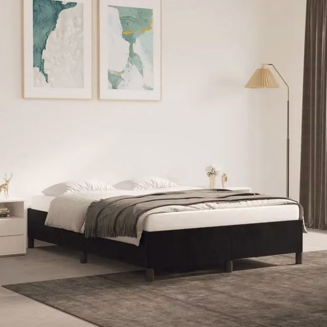 Giroletto senza Materasso-Struttura Letto Nero 140x190 cm in Velluto 394237