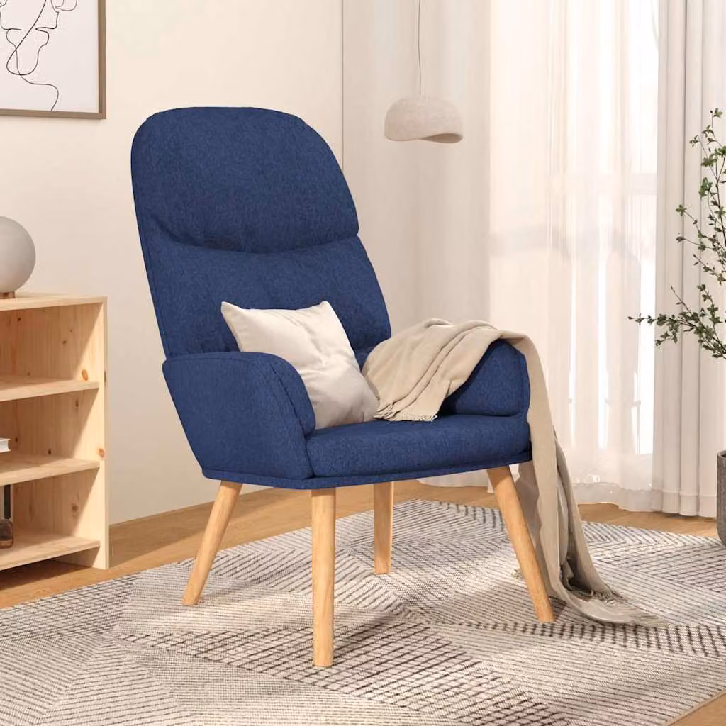 Sedia Relax blu in tessuto con braccioli vidaXL
